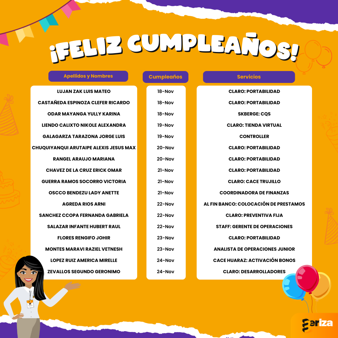 CUMPLEAÑEROS DE LA SEMANA 🎊🎉